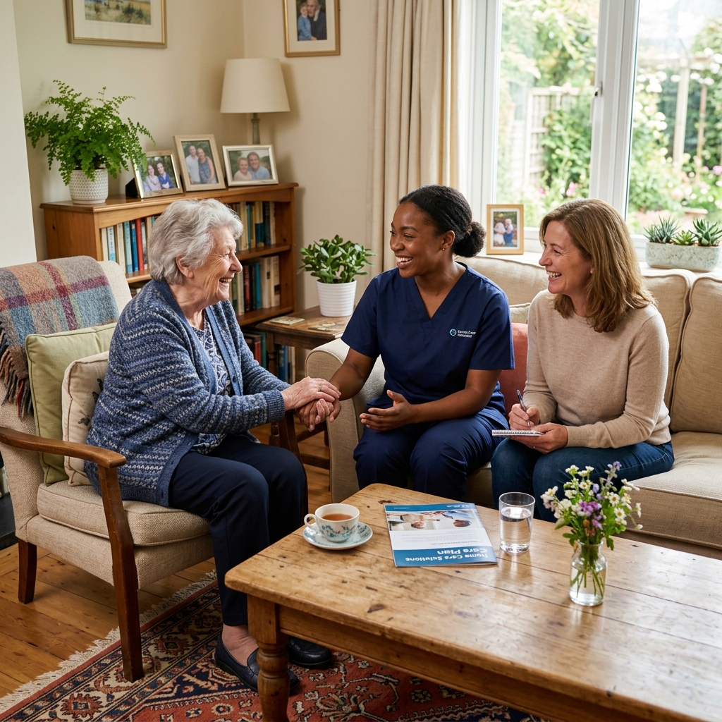 H.E.R. Home Care caregiver assisting a client at home